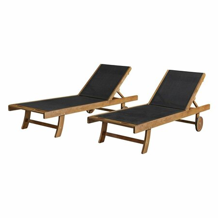 KD CAMA DE BEBE Caspian Eucalyptus Wood Outdoor Lounge Chair with Mesh Seating - Set of 2 KD3250846